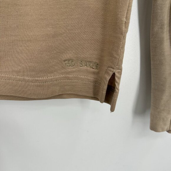 TED BAKER Men's Basic Tan Beige Long Sleeve Crew Neck Casual Shirt Size Medium - Picture 4 of 7
